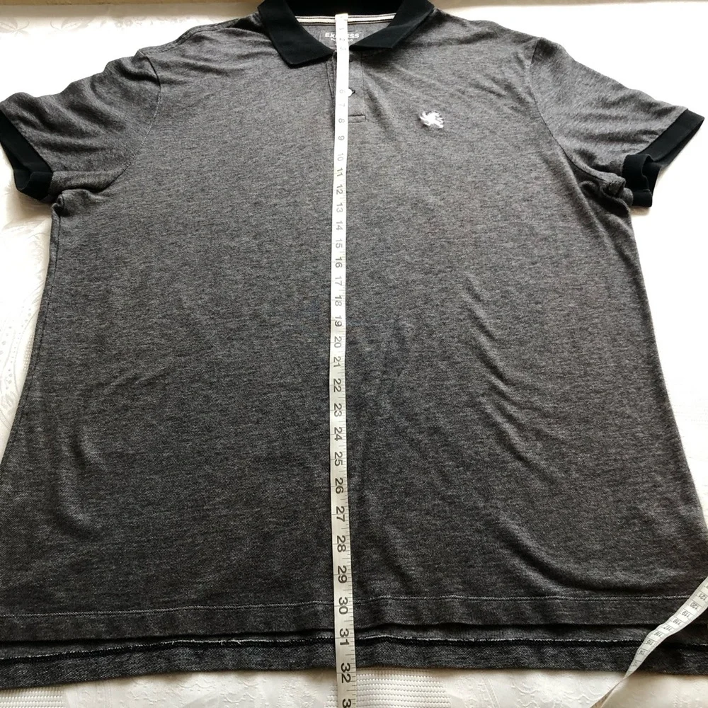 Express Pique Polo Gray Shirt Men’s Size XXL Short Sleeves Button-Up Casual-Fit